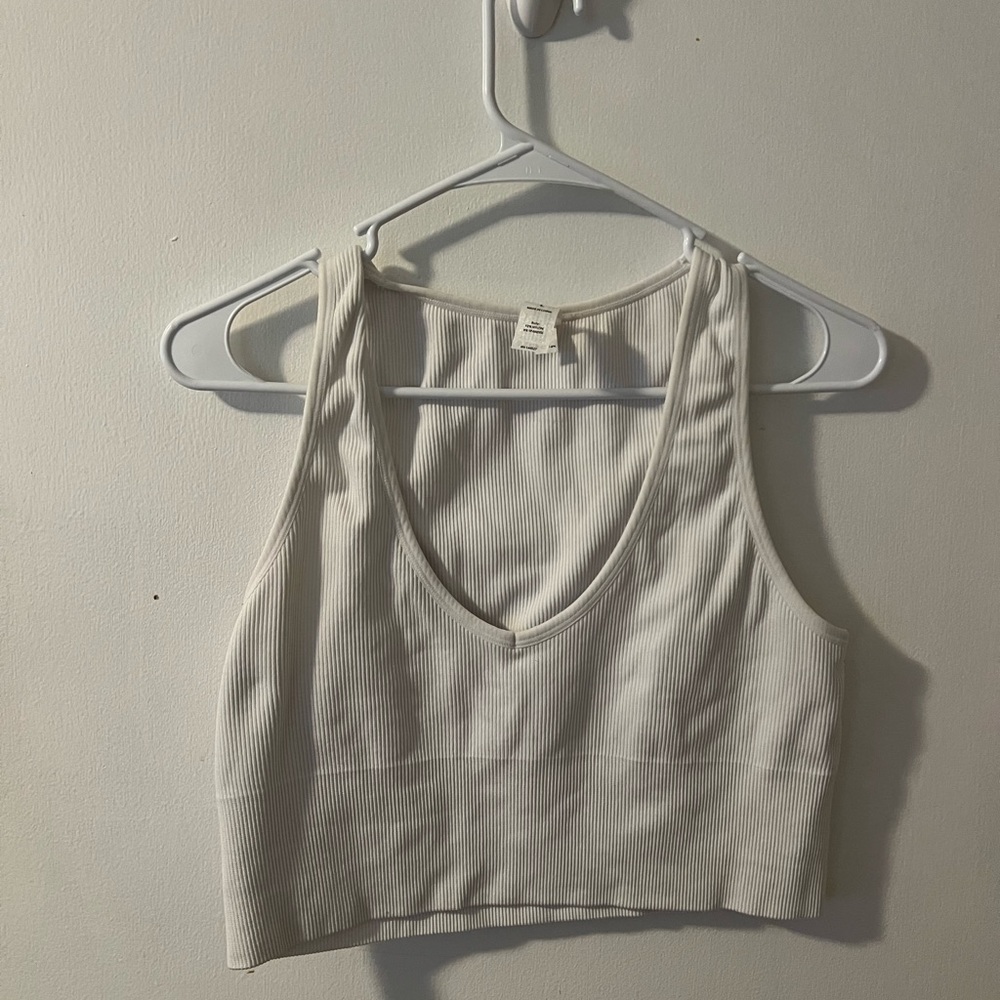 White Ribbed Tank Top
